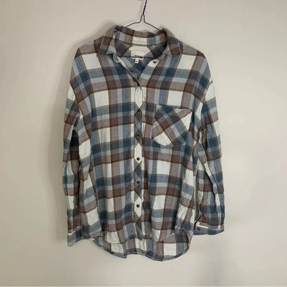 Aritzia Wilfred Free Plaid Long Sleeve 100% Cotton Button Down Shirt  S - Picture 1 of 10